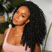 ALIDIDI SUPER MINI KNOTS front view of half wig showing natural curls and ready-to-wear benefit