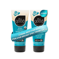 All Good front packaging showing SPF 30 and tint, protects skin
