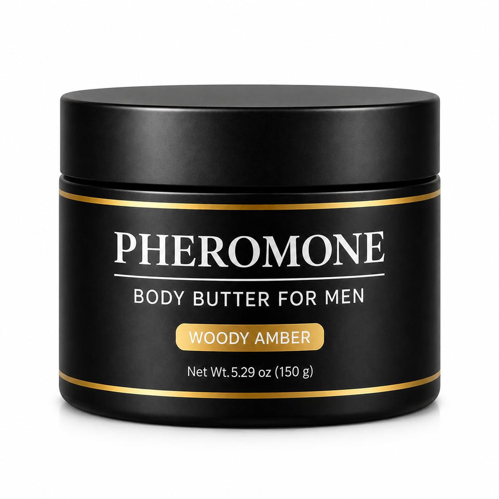 Allaura Beauty front jar view showing amber-inspired packaging and masculine design benefit: easy shelf display