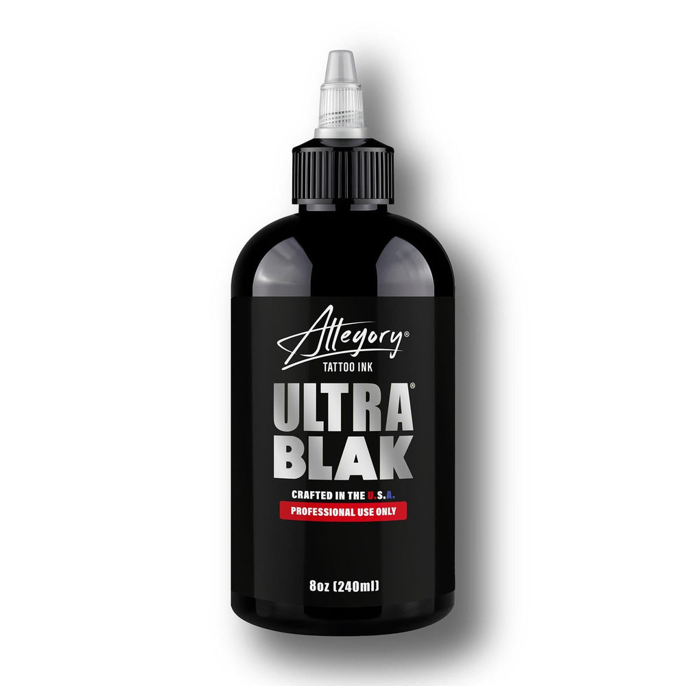 Allegory Ultra BLAK front bottle view showing clear PET packaging and label benefits