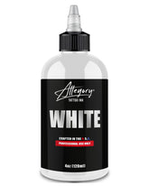 Allegory bottle front view showing clear white ink and label, professional reliability