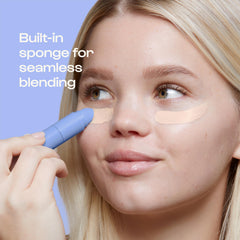 ALLEYOOP in-use under eye demonstrating crease-proof coverage benefit