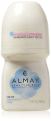 Almay roll-on front packaging showing label and fragrance-free benefit