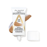 Almay front pump bottle showing 400 Beige and convenient dispensing