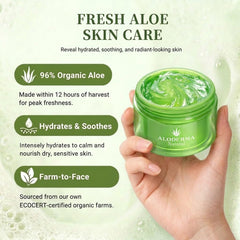 Aloderma open tube with gel texture highlighting lightweight, fast-absorbing feel