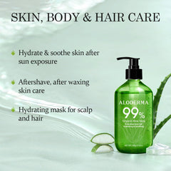 Close-up of Aloderma gel texture showing lightweight, non-sticky finish benefit
