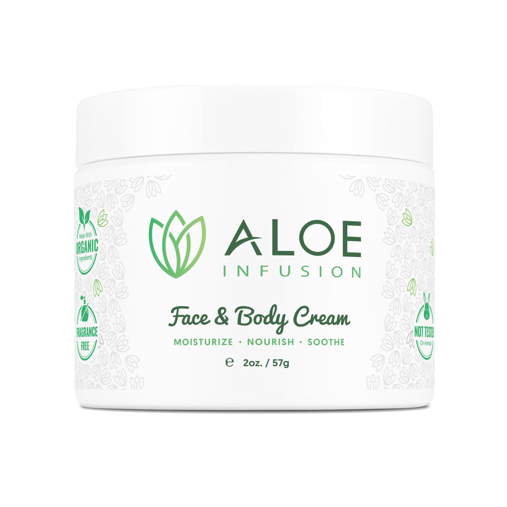 Aloe Infusion front jar shot showing clean design and moisturizing benefits