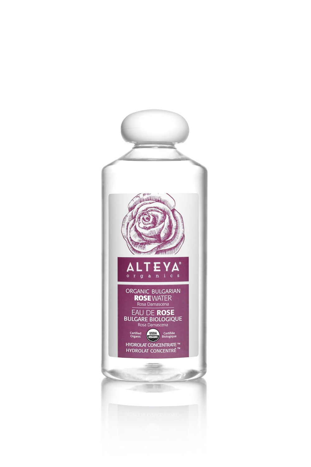 Alteya front packaging 17oz bottle showing pure organic toner benefits