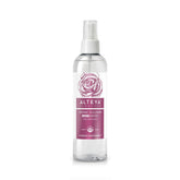 Alteya rose water front bottle showing clean organic packaging and clear liquid benefit refreshes skin