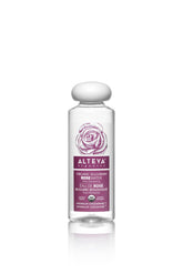 Alteya front bottle shot showing organic rose water and packaging benefits