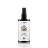 Alteya Miron glass bottle front view showing organic rose water benefit: preservation