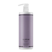 ALURAM front bottle shows coconut water formula and purple shampoo benefits