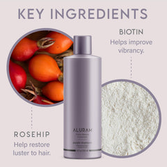 ALURAM shampoo lather texture demonstrating gentle hydration and toning