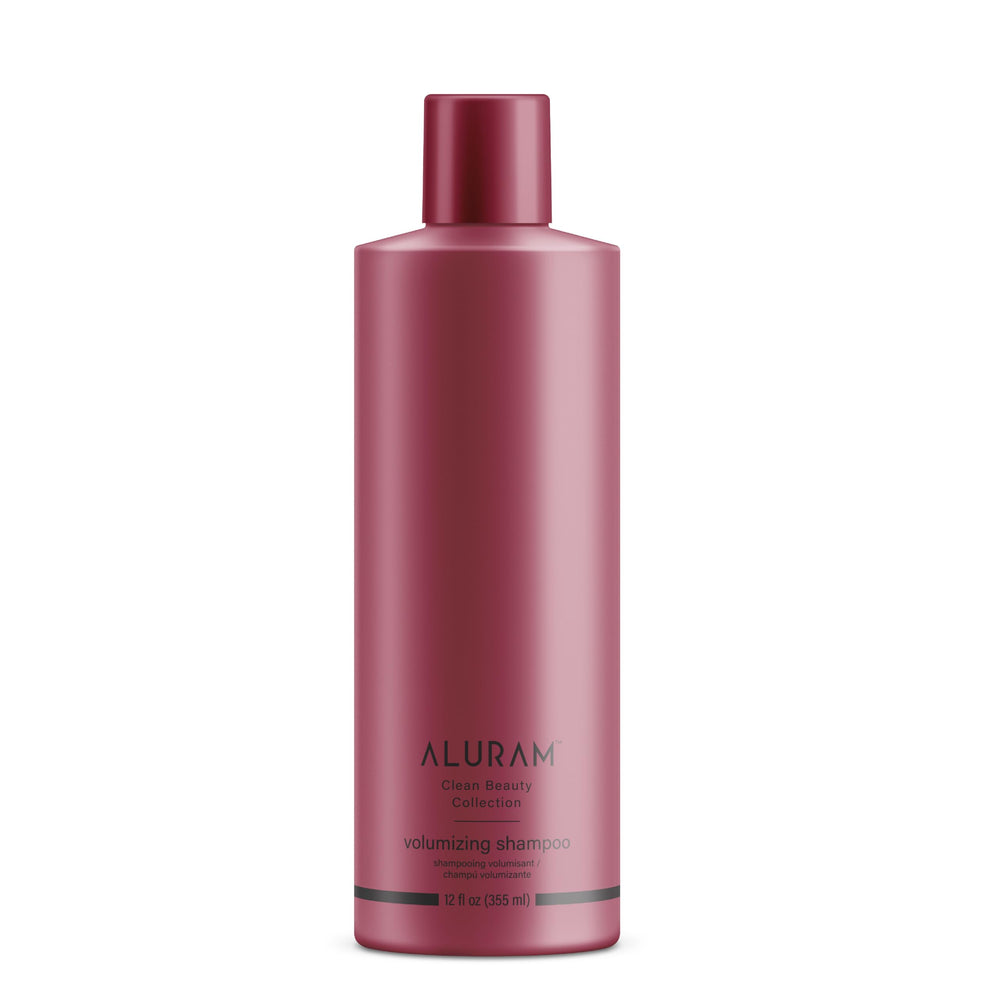 ALURAM front bottle showing volumizing shampoo benefits and clean formulation