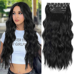ALXNAN front view showing 20" black waves and instant length benefit
