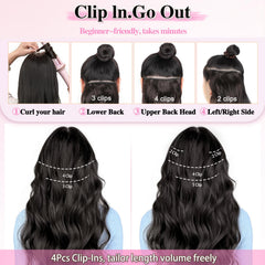 ALXNAN model wearing extensions side view demonstrating added length