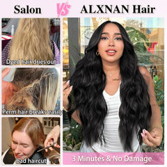 ALXNAN wavy texture close-up highlighting natural-looking shine and volume