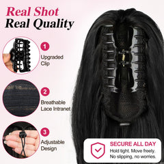 ALXNAN model wearing the ponytail from the side showing seamless integration