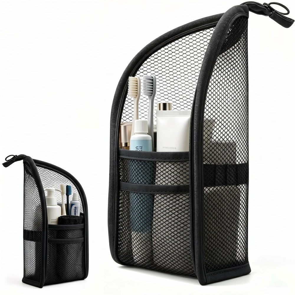 ALZHIUM standing toiletry bag front view showing organized exterior benefit
