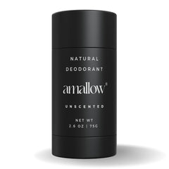 Amallow front packaging showing unscented deodorant and simple label for clarity