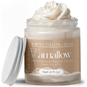 Amallow jar front view showing vanilla latte label and moisturizing benefits
