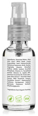 Amara Beauty bottle next to natural ingredient visuals emphasizing plant-derived hyaluronic acid