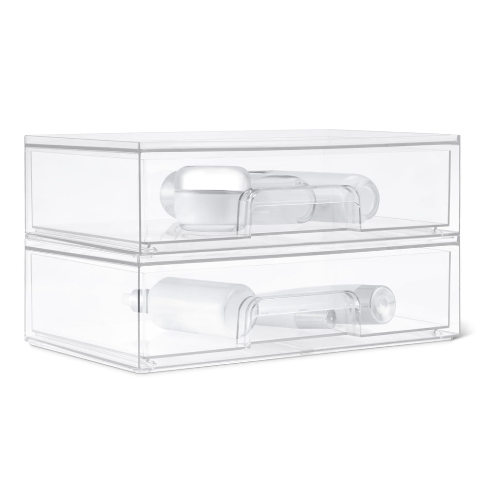 Amazon Basics clear drawers front view showing compact storage and visibility