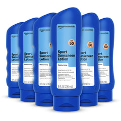 Amazon Essentials front packaging showing SPF 50 protection and benefits