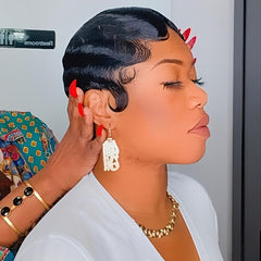 Amecire front view pixie wig showing natural hairline and polished finish