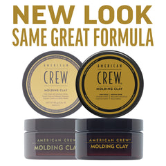 AMERICAN CREW applying clay to towel-dried hair for strong hold and reworkable style