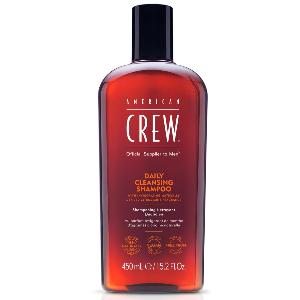 American Crew front label showing product identity and scent benefit