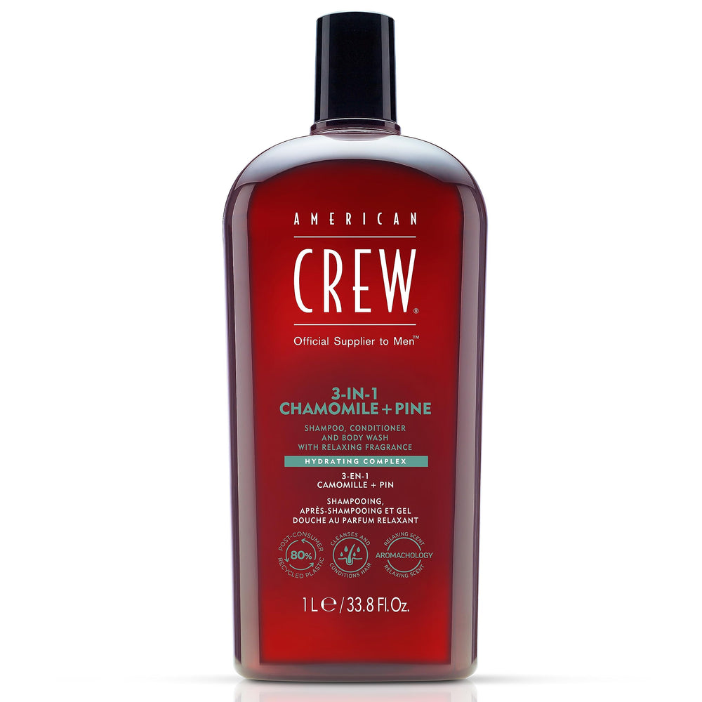 American Crew front bottle showing label and large 33.8 fl oz size benefit