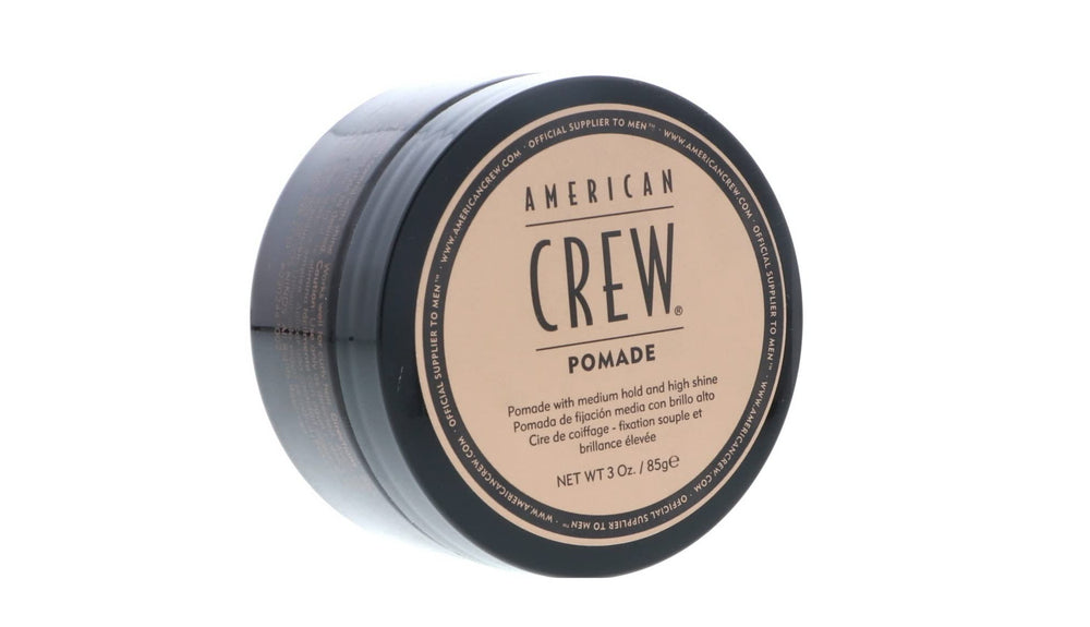 American Crew pomade front-facing tubs showing packaging and easy storage benefit