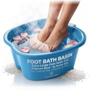 American Wellness Authority front view of blue extra large foot tub showing stable base and capacity