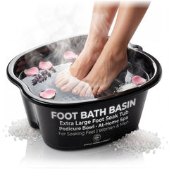 American Wellness Authority front view of sturdy black pedicure basin showing capacity and stability