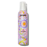 Amika front packaging shows mousse bottle delivering instant volume benefit
