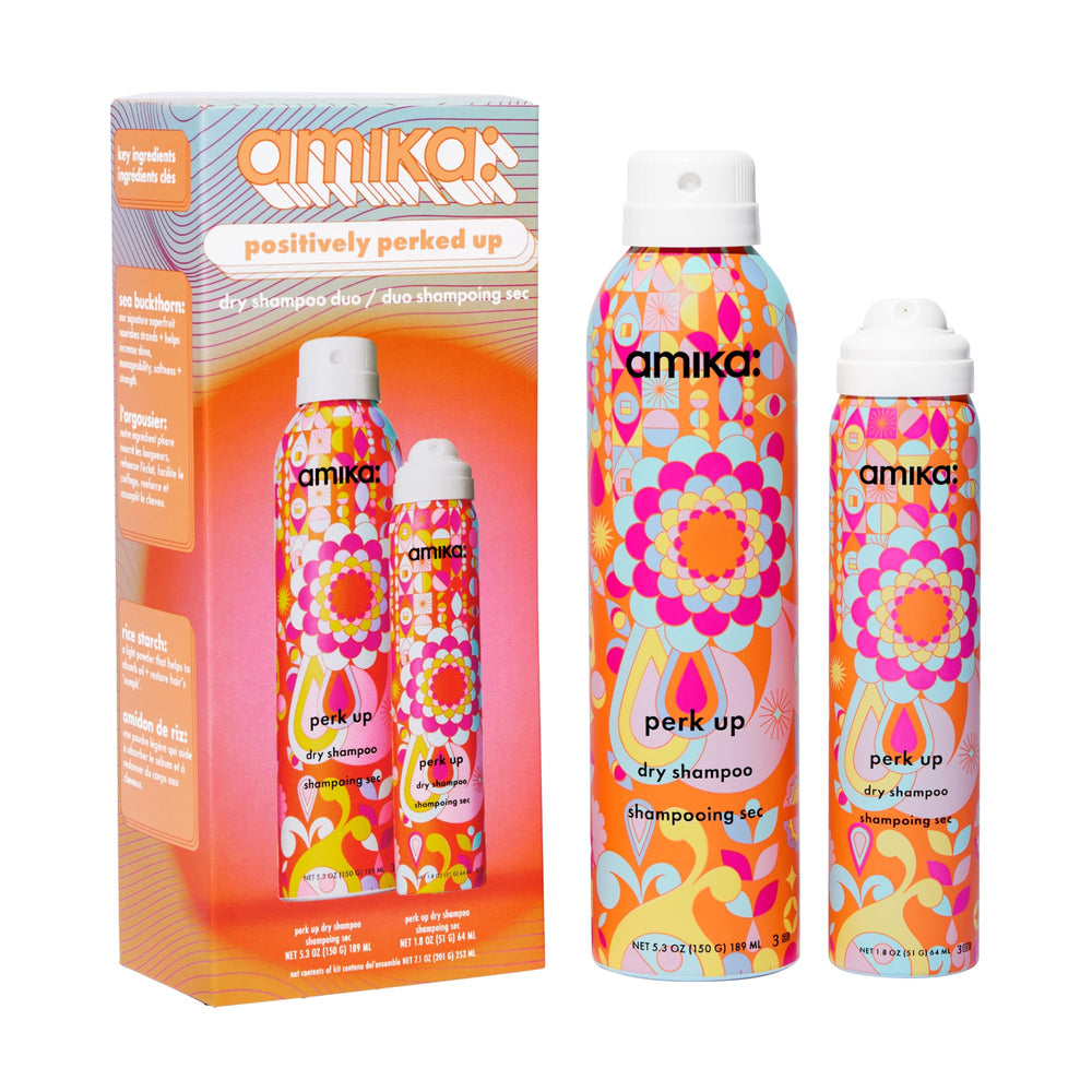 amika duo front packaging showing full and travel sizes for easy refresh