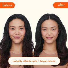amika spray action on roots demonstrating quick oil absorption and lift