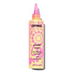 Amika tube front view showing product and brand, highlights easy frizz control