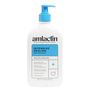 Amlactin front pump bottle shown upright, convenient daily dispensing