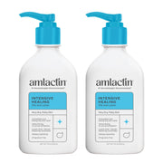 AmLactin pump bottle front showing packaging and easy dispensing benefit
