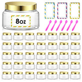 AMORIX front view of 36 clear jars showing set and lids for organized storage