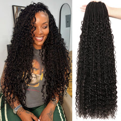 AMUMI front packaging of soft boho locs showing full 8-pack set and benefits