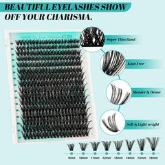 AMZGIRL cluster lashes held in hand to show scale and easy handling advantage