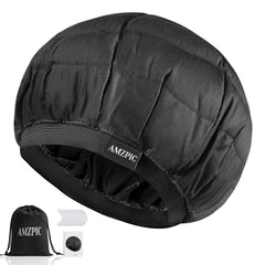 Amzpic heat cap front view showing sleek black bonnet and fit benefit