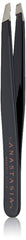 Anastasia Beverly Hills tweezers front view showing slim stainless steel body for precise control