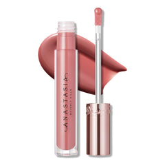 Anastasia Beverly Hills front packaging showing gloss tube and shade visible, highlights brand recognizability and professional presentation