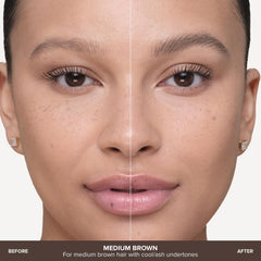 Anastasia Beverly Hills before and after brows showing fuller, defined results