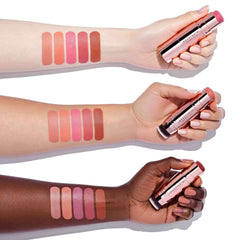 Anastasia Beverly Hills stick blush applied to cheek showing blended finish and natural-looking glow benefit