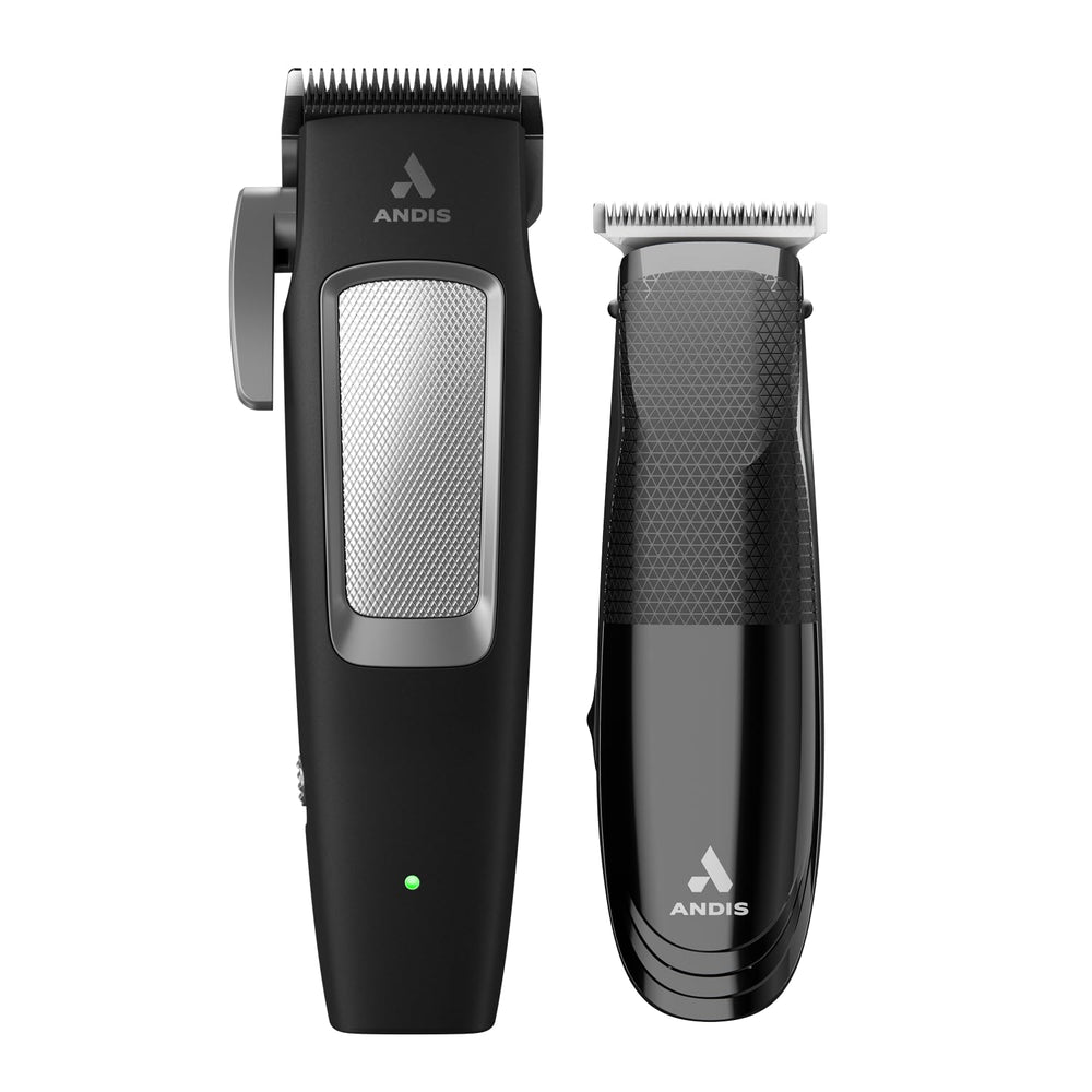 Andis clipper front view showing design and power button for reliable control